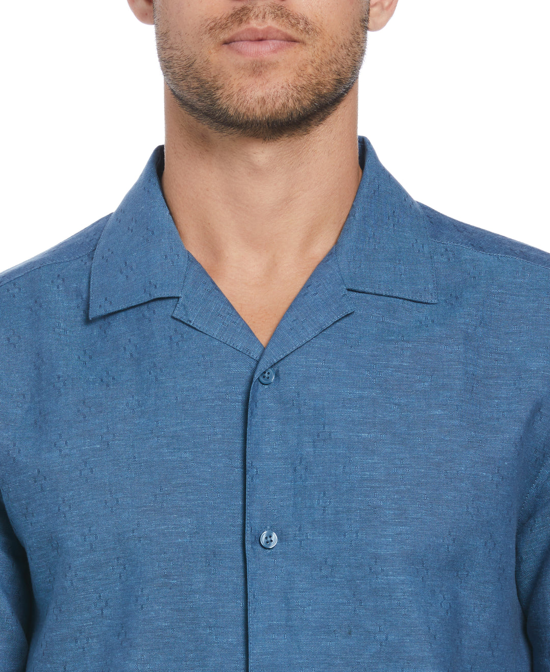 Linen Blend Dobby Camp Collar Shirt (Spellbound) 