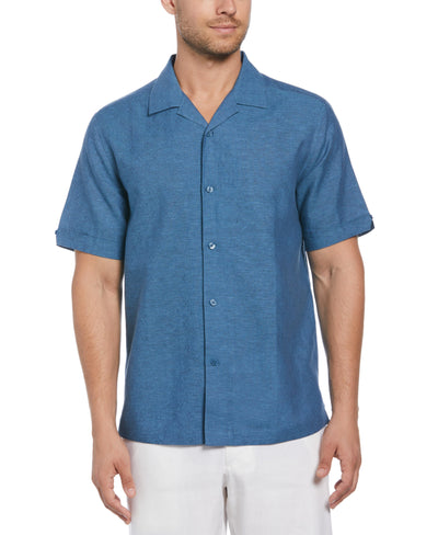 Linen Blend Dobby Camp Collar Shirt (Spellbound) 