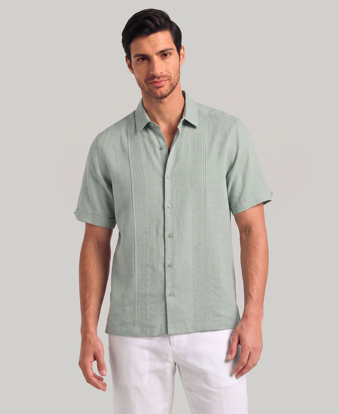 Linen Blend Dobby Panel Shirt (Abyss) 
