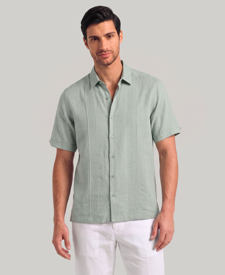 Linen Blend Dobby Panel Shirt (Abyss) 