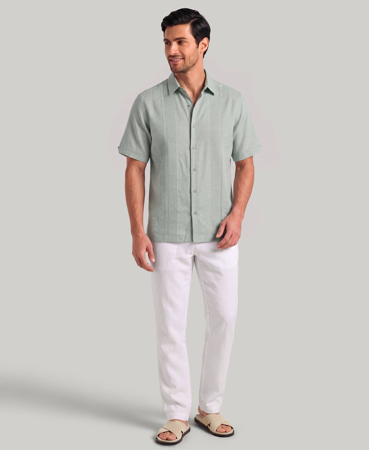 Linen Blend Dobby Panel Shirt (Abyss) 