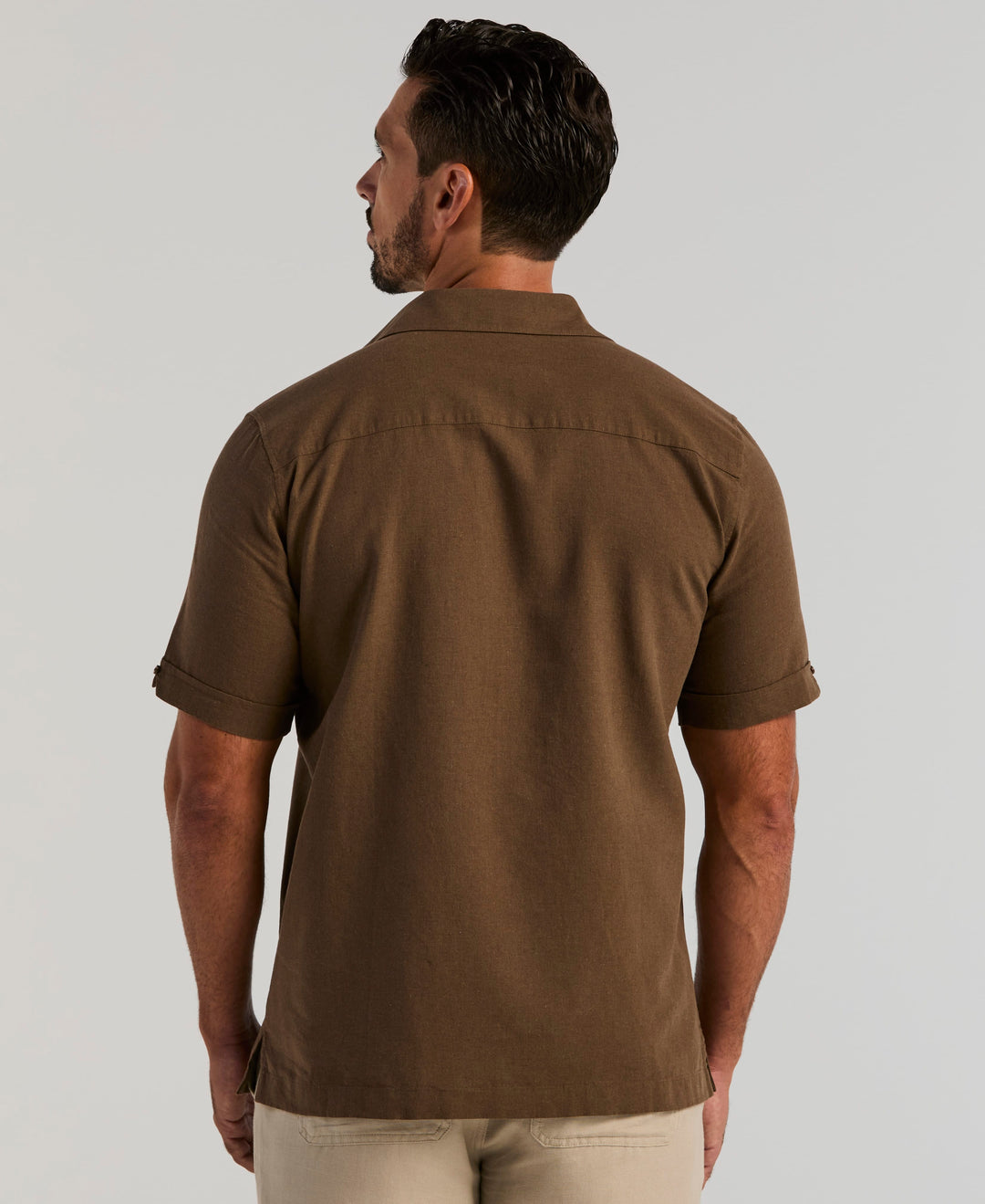 Linen Blend Dobby Panel Shirt (Chocolate Chip) 