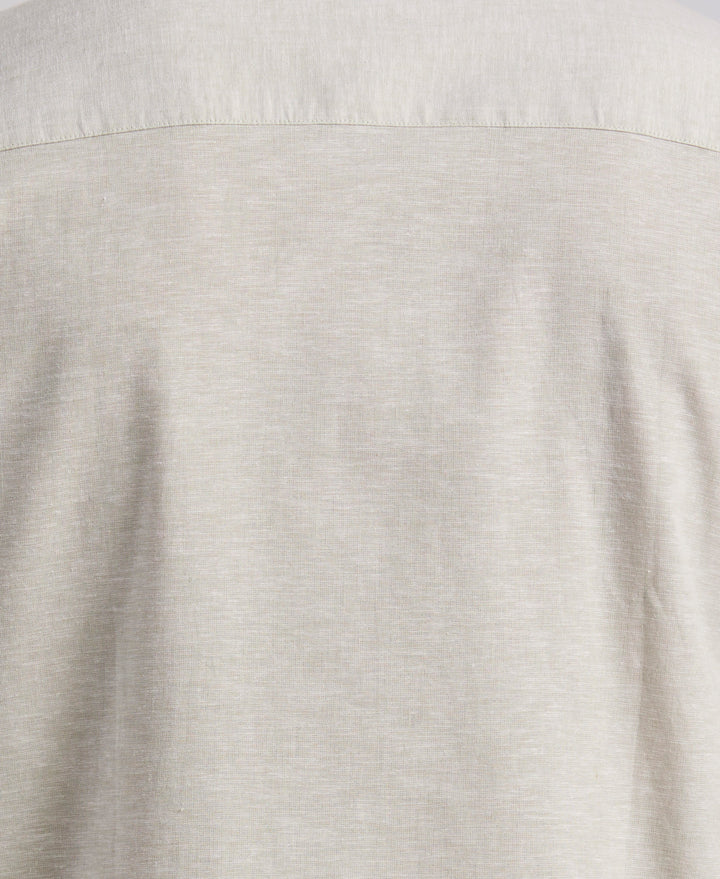 Linen Blend Dobby Panel Shirt (Smoke Green) 