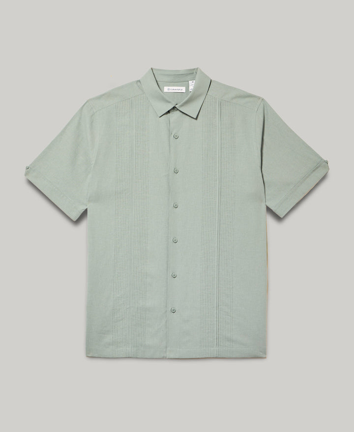 Linen Blend Dobby Panel Shirt (Abyss) 