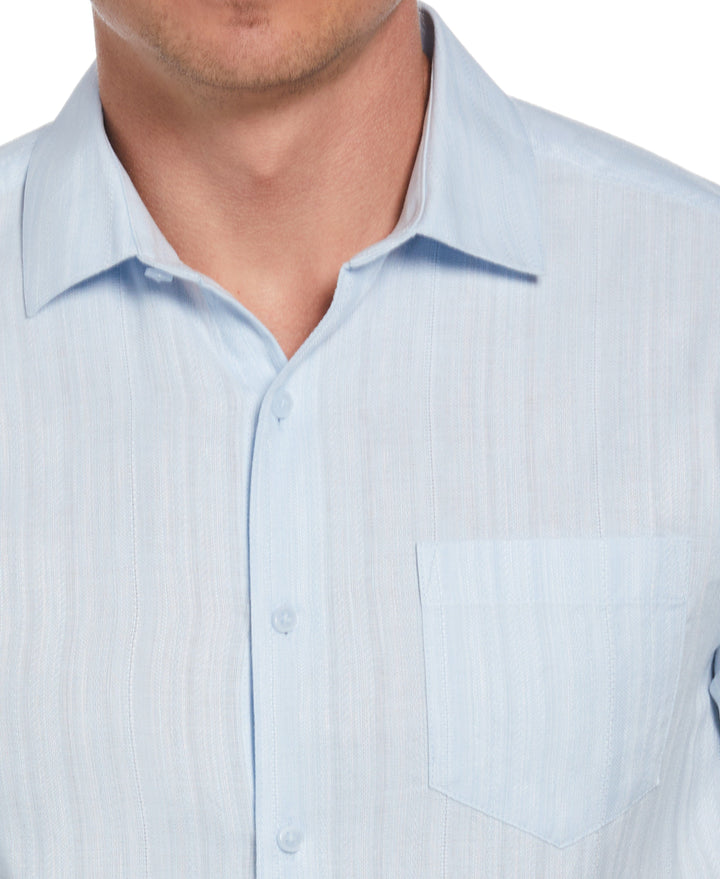 Linen Blend Dobby Stripe Print Shirt (Nantucket Breeze) 