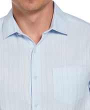 Linen Blend Dobby Stripe Print Shirt (Nantucket Breeze) 
