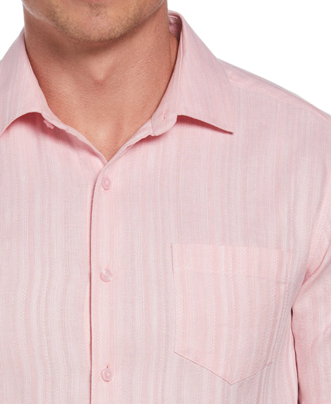 Linen Blend Dobby Stripe Print Shirt (Pink Dolphin) 