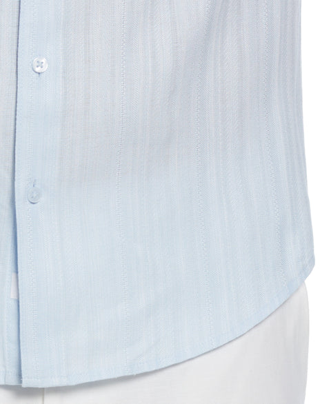 Linen Blend Dobby Stripe Print Shirt (Nantucket Breeze) 