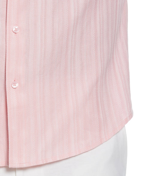 Linen Blend Dobby Stripe Print Shirt (Pink Dolphin) 