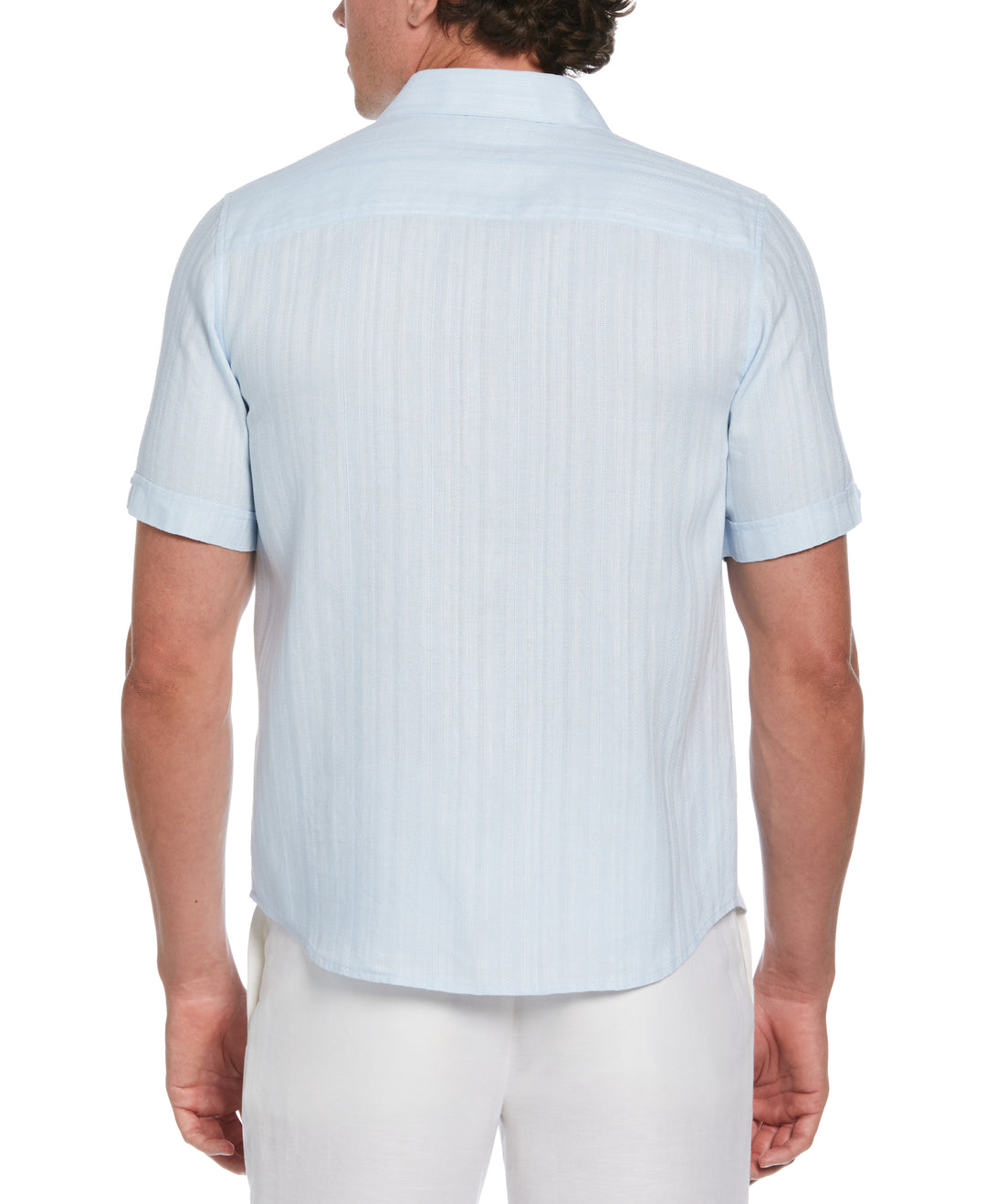 Linen Blend Dobby Stripe Print Shirt (Nantucket Breeze) 