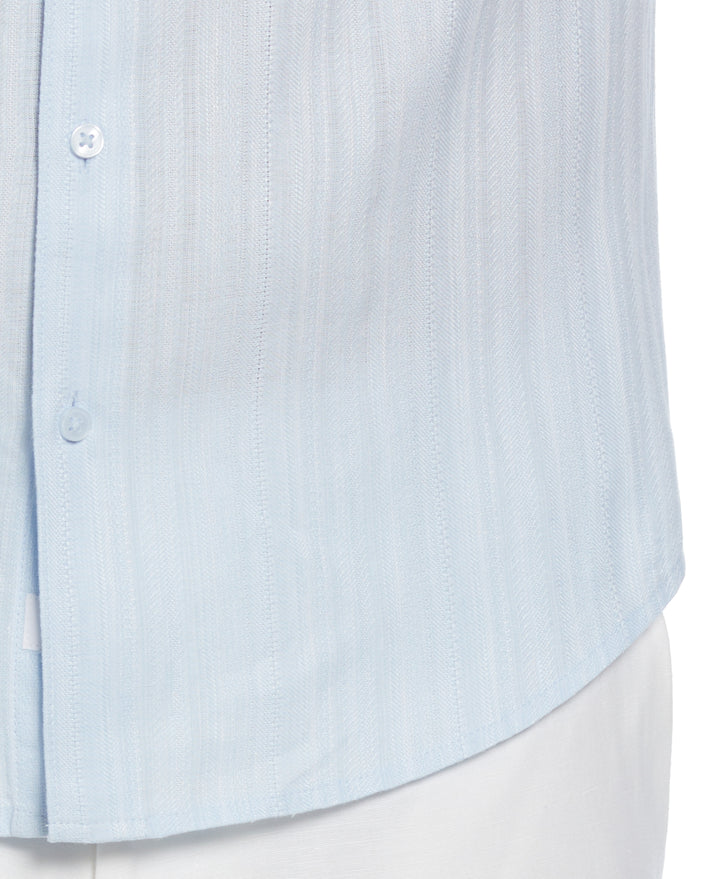 Linen Blend Dobby Stripe Print Shirt (Nantucket Breeze) 