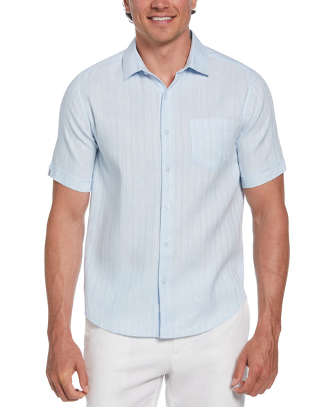 Linen Blend Dobby Stripe Print Shirt (Nantucket Breeze) 