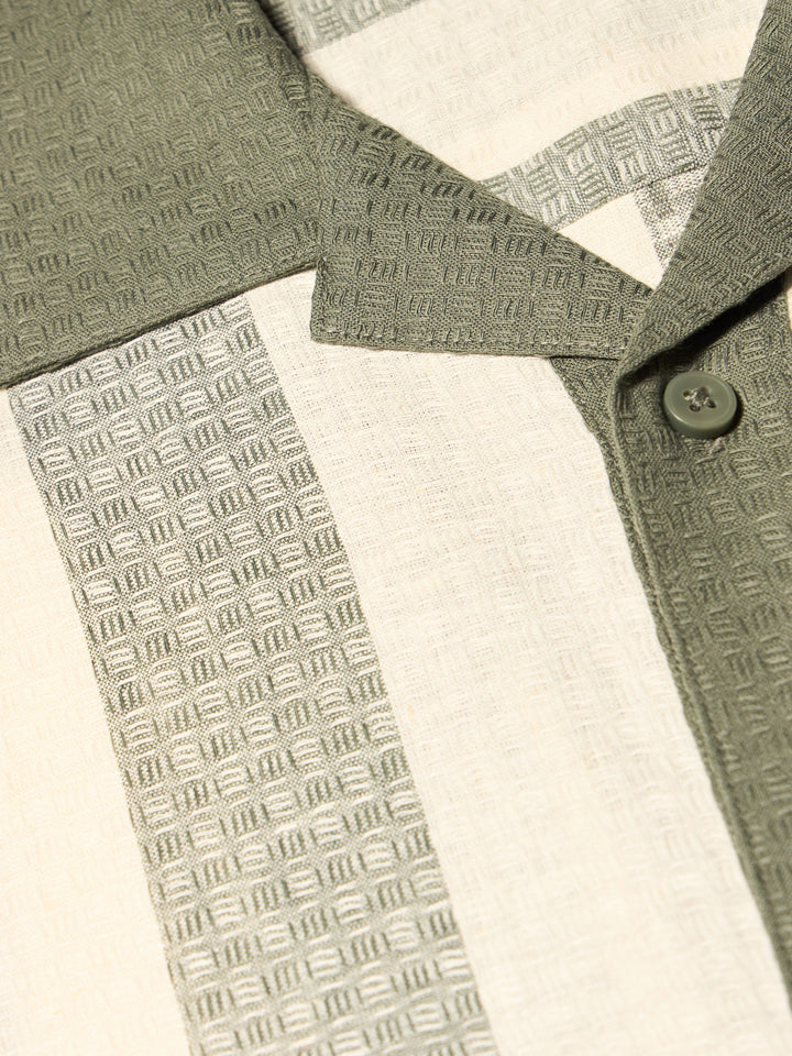 Linen Blend Dobby Stripe Shirt (Agave Green) 