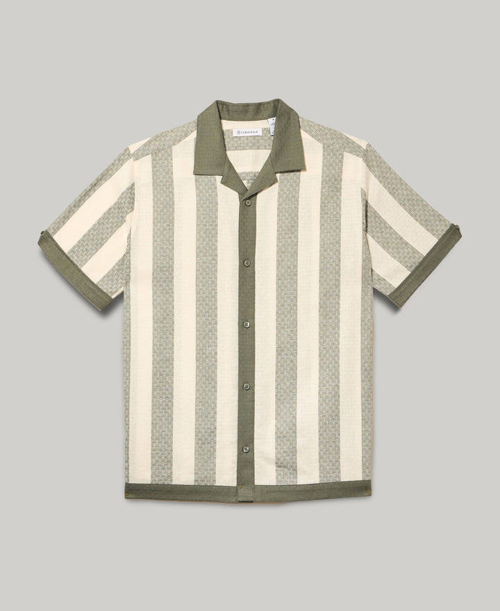 Linen Blend Dobby Stripe Shirt (Agave Green) 