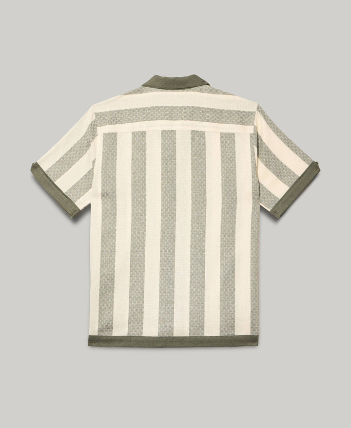 Linen Blend Dobby Stripe Shirt (Agave Green) 