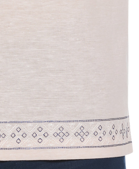 Linen Blend Embroidered Border Shirt (Coral Cloud) 