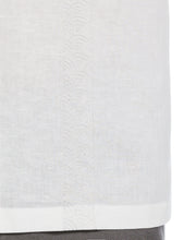 Linen Blend Embroidered Contrast Wave Panel Shirt (Brilliant White) 
