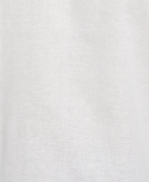Linen Blend Embroidered Contrast Wave Panel Shirt (Brilliant White) 
