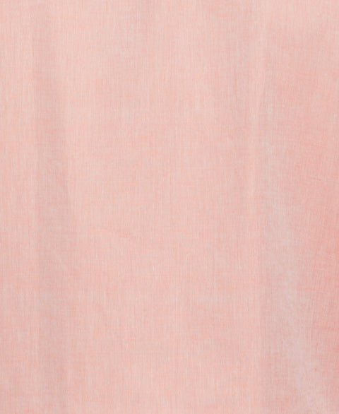 Linen Blend Embroidered Panel Guayabera Shirt (Coral) 