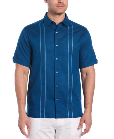 Linen Blend Embroidered Panel Shirt (Blueberry Pancake) 