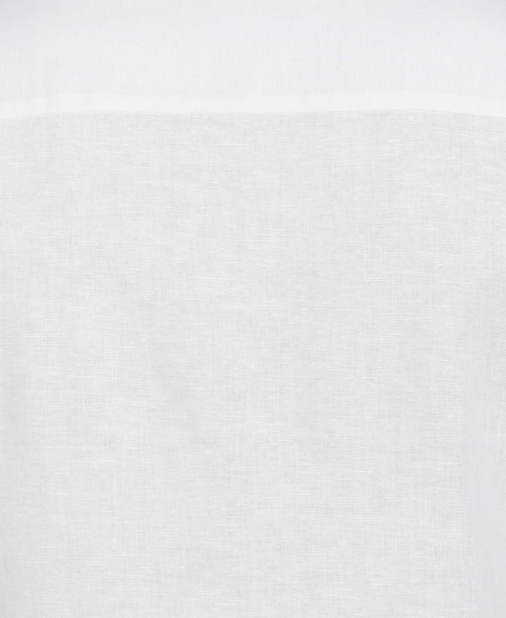 Linen Blend Embroidered Panel Shirt (Brilliant White) 