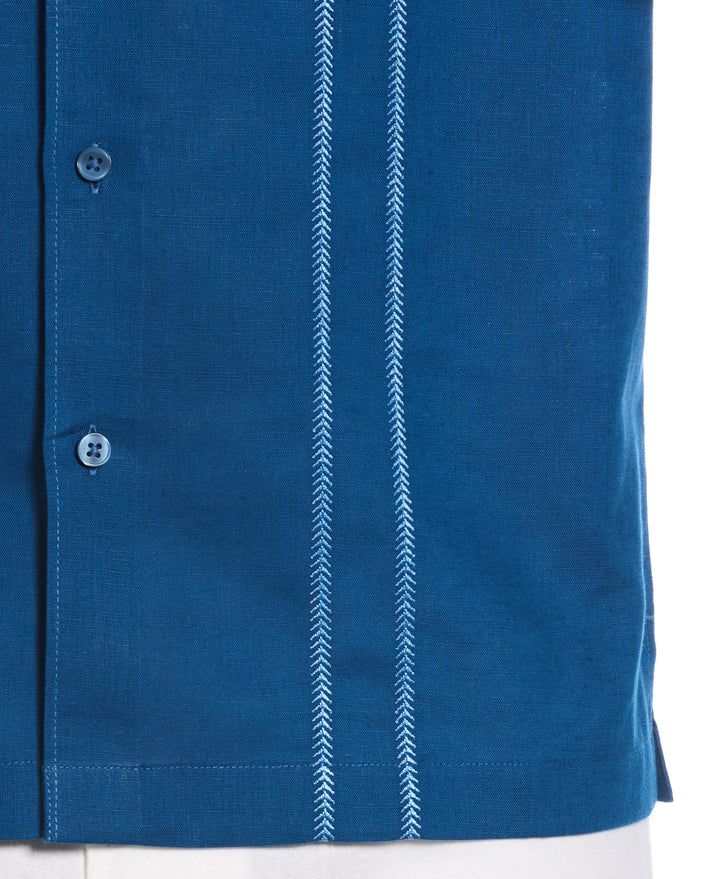 Linen Blend Embroidered Panel Shirt (Blueberry Pancake) 