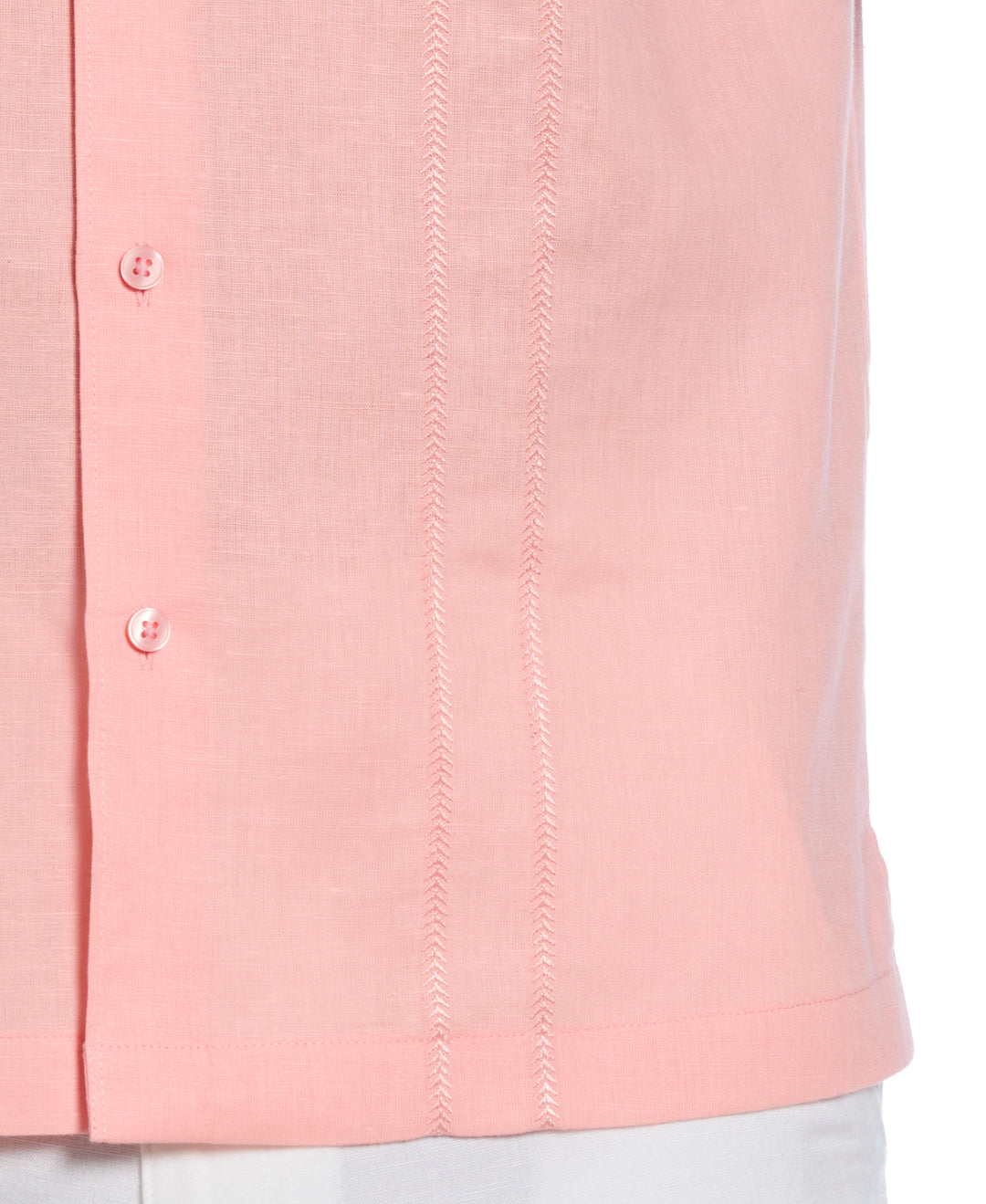 Linen Blend Embroidered Panel Shirt (Candlelight Peach) 