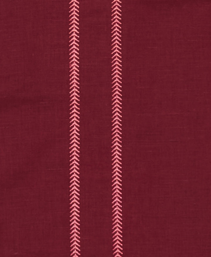 Linen Blend Embroidered Panel Shirt (Biking Red) 