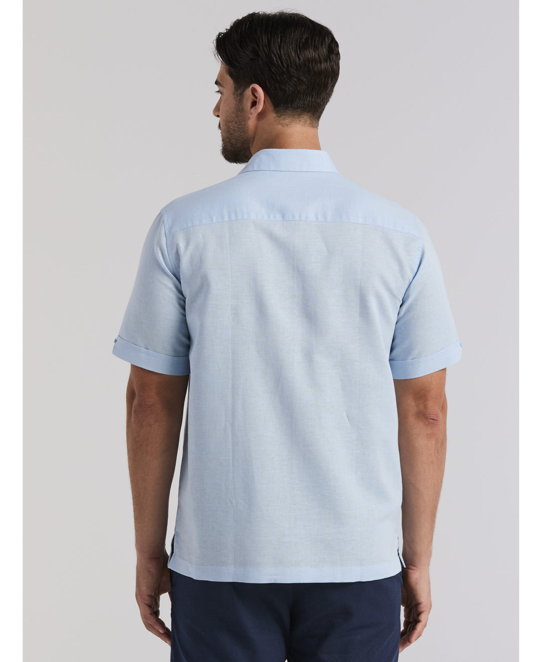 Linen Blend Embroidered Panel Shirt-Casual Shirts-Cubavera