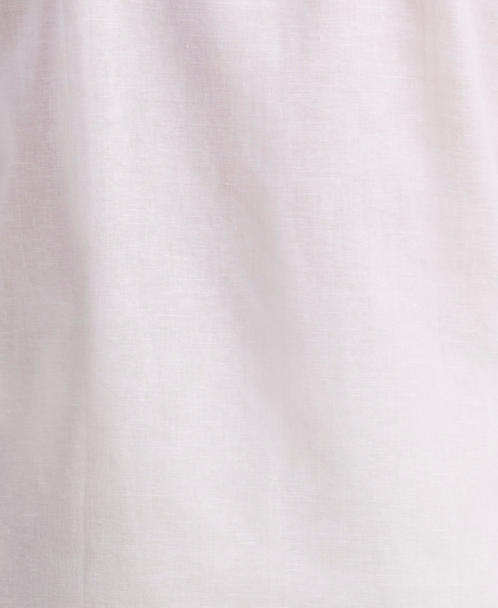 Linen Blend Embroidered Panel Shirt (Brilliant White) 
