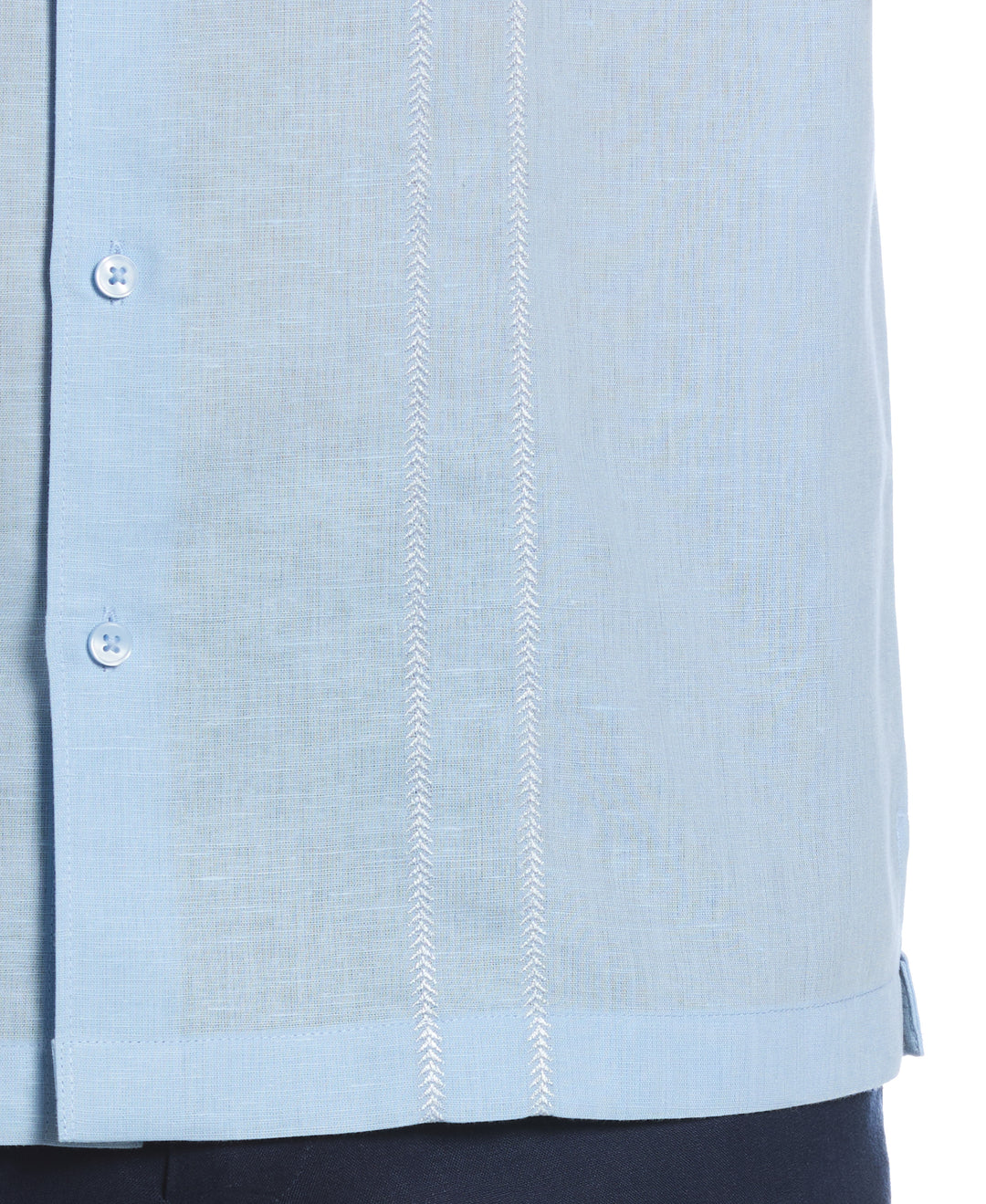 Linen Blend Embroidered Panel Shirt (Clear Sky) 