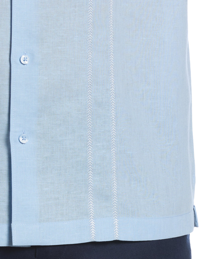 Linen Blend Embroidered Panel Shirt (Clear Sky) 