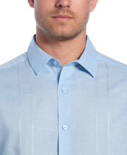 Linen Blend Embroidered Panel Shirt (Clear Sky) 
