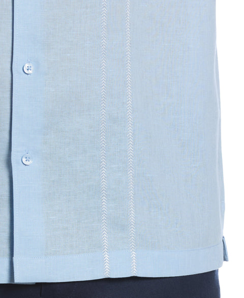 Linen Blend Embroidered Panel Shirt (Clear Sky) 