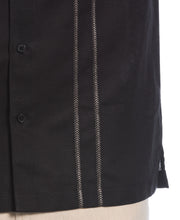 Linen Blend Embroidered Panel Shirt (Jet Black) 