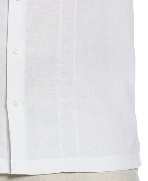 Linen Blend Embroidered Panel Shirt (Brilliant White) 