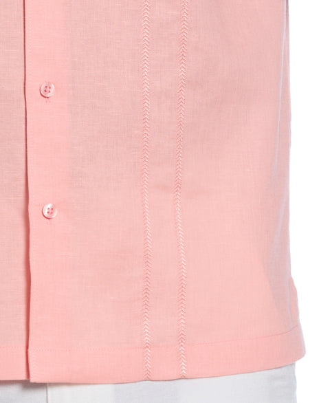 Linen Blend Embroidered Panel Shirt (Candlelight Peach) 