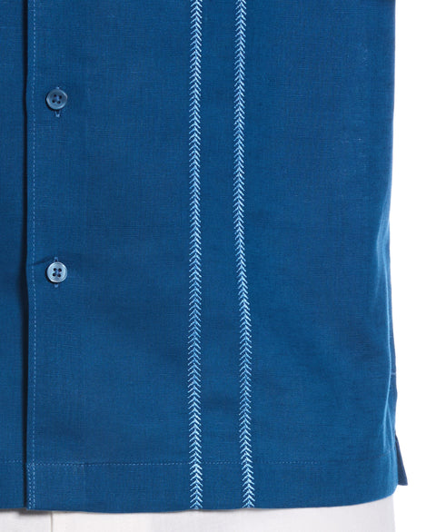 Linen Blend Embroidered Panel Shirt (Blueberry Pancake) 