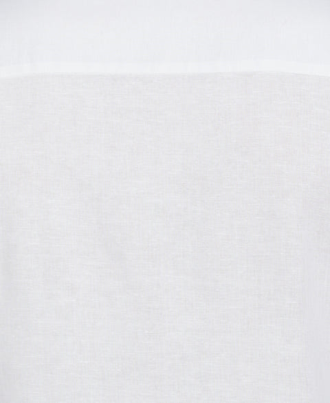Linen Blend Embroidered Panel Shirt (Brilliant White) 