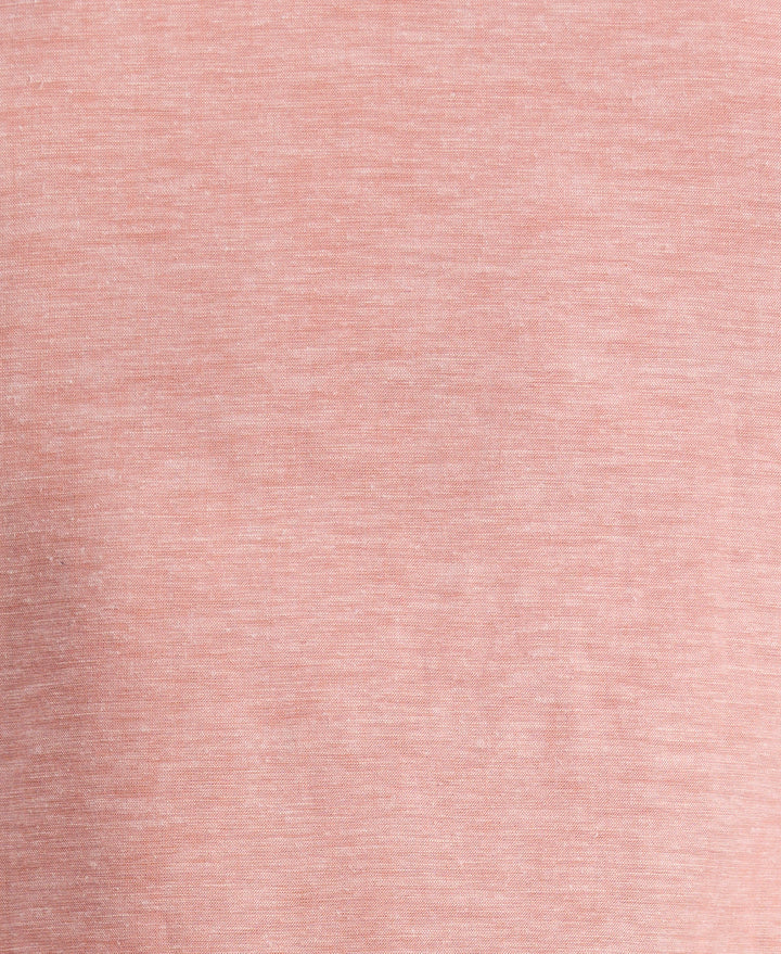 Linen Blend Embroidered Tuck Shirt (Brandied Melon) 