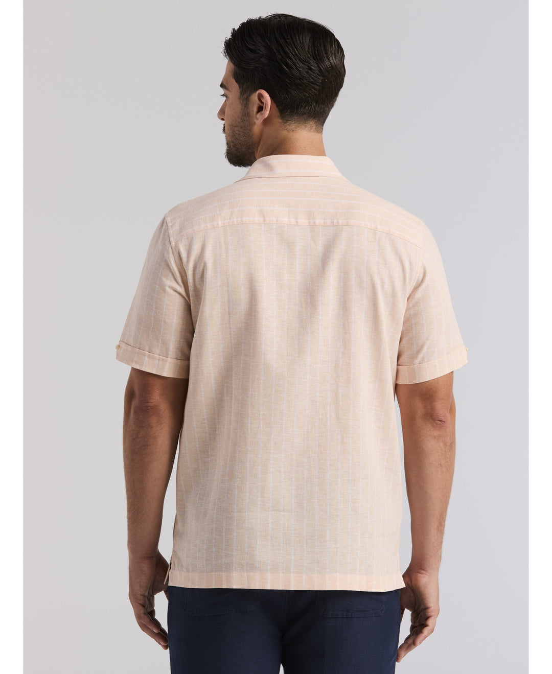 Linen Blend Engineered Stripe Shirt-Casual Shirts-Cubavera