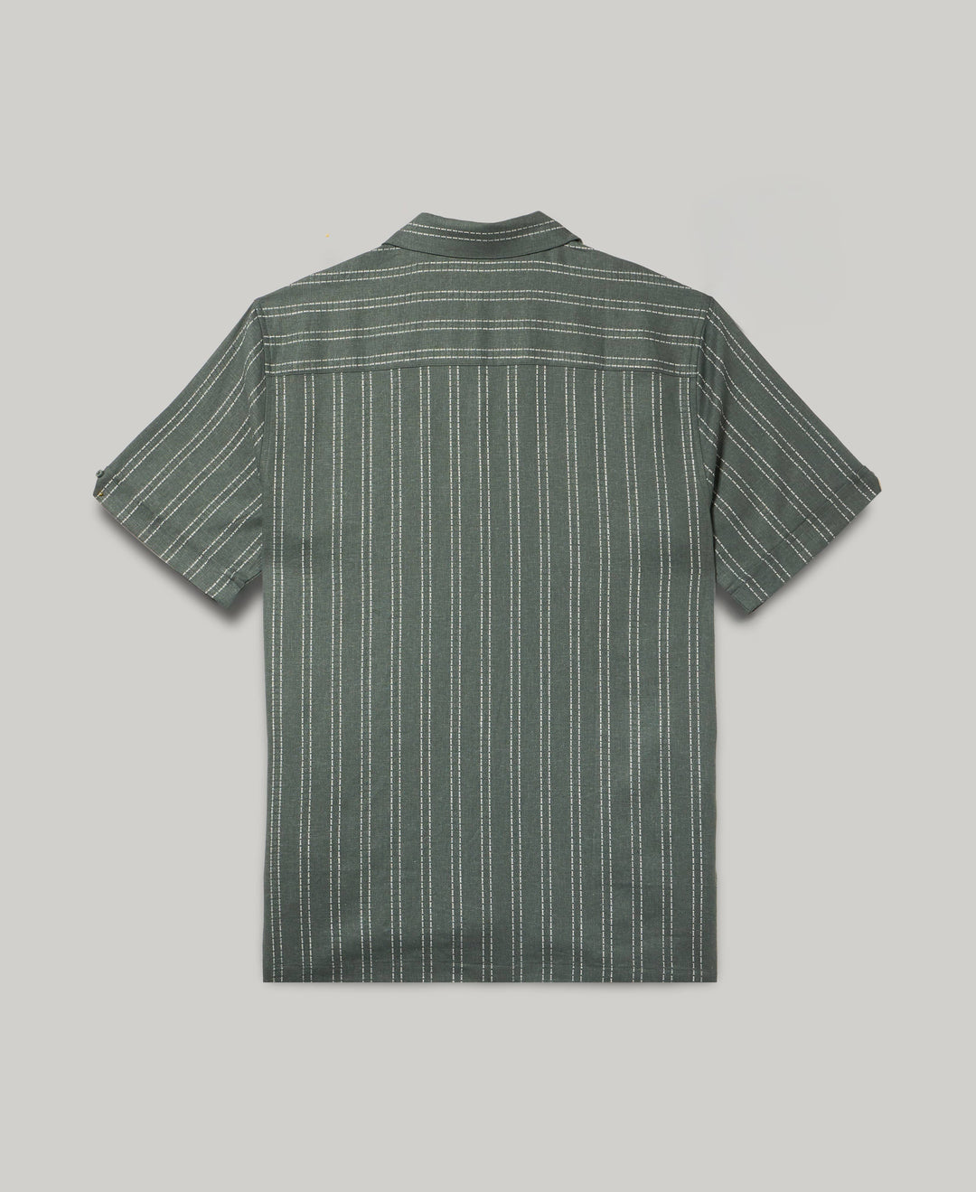 Linen Blend Engineered Stripe Shirt (Balsam Green) 