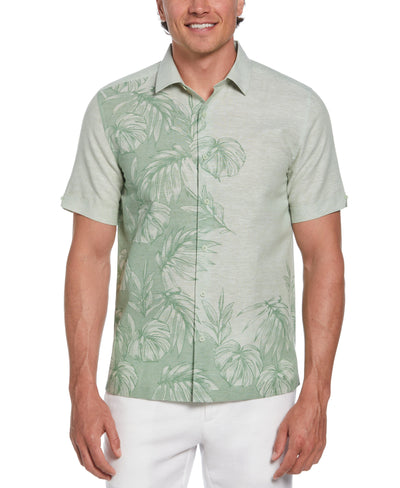 Linen Blend Engineered Tropical Print Shirt (Basil) 