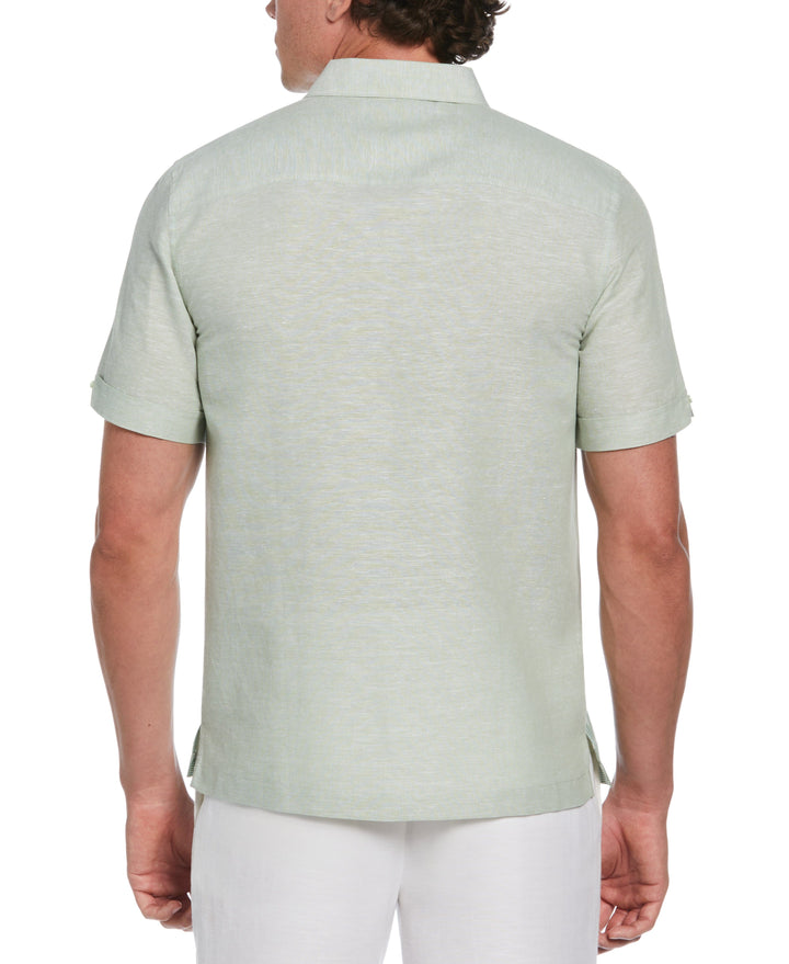 Linen Blend Engineered Tropical Print Shirt (Basil) 