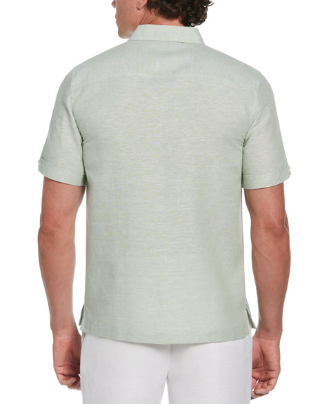 Linen Blend Engineered Tropical Print Shirt (Basil) 