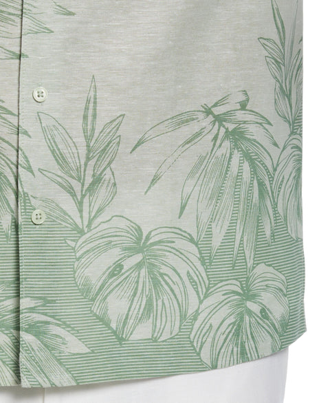 Linen Blend Engineered Tropical Print Shirt (Basil) 