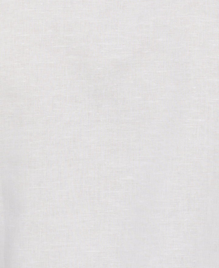 Linen Blend Flamingo Print Shirt (Brilliant White) 