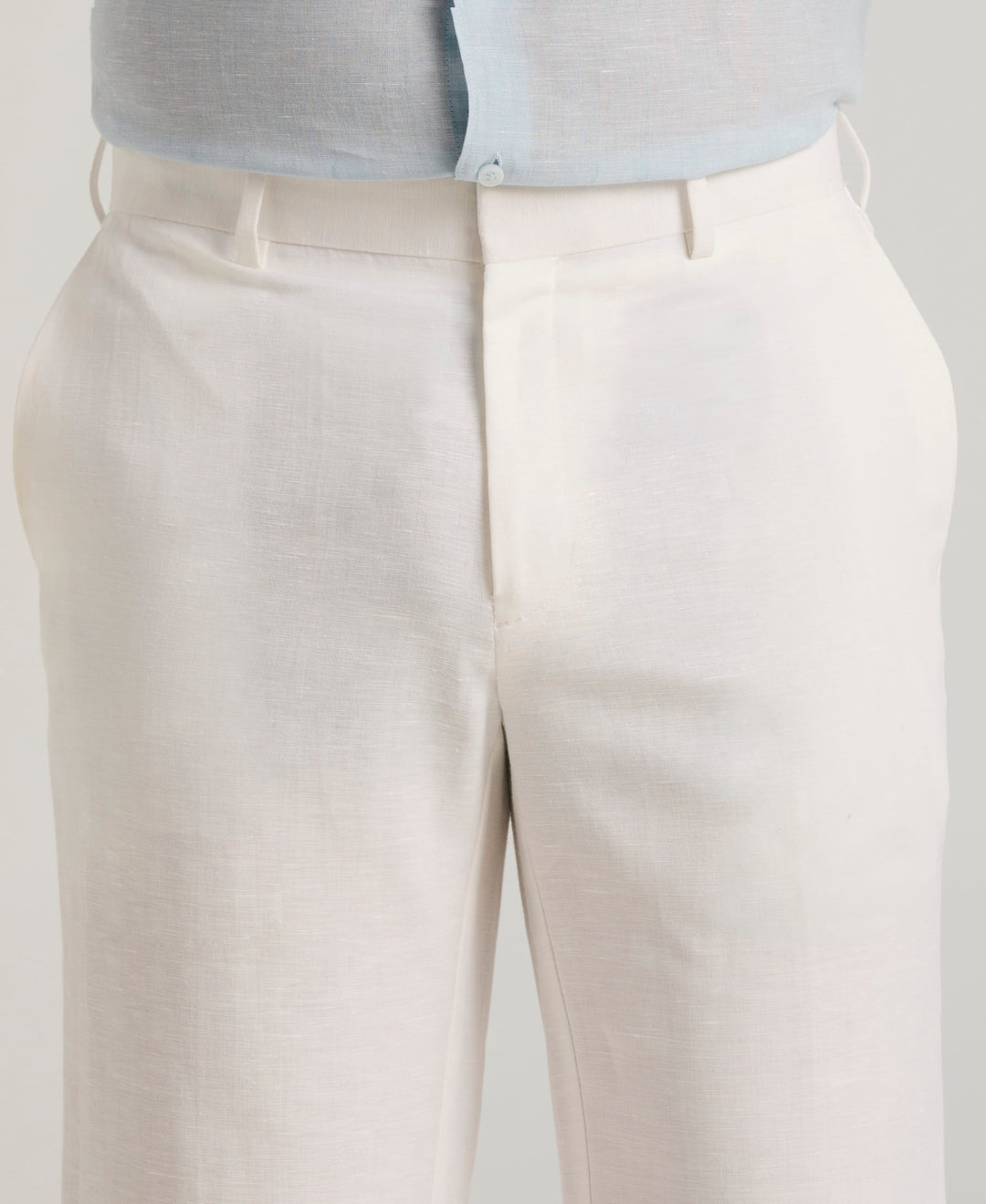 Linen Blend Flat Front Dress Pant (Bright White) 