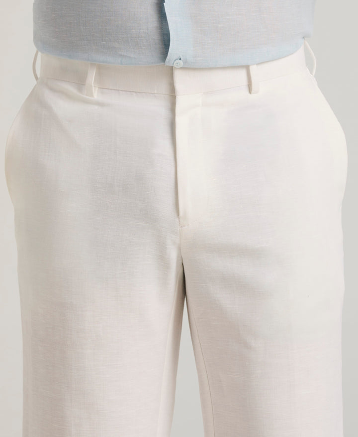 Linen Blend Flat Front Dress Pant (Bright White) 