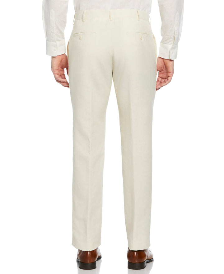 Linen Blend Flat Front Dress Pant (Turtledove) 